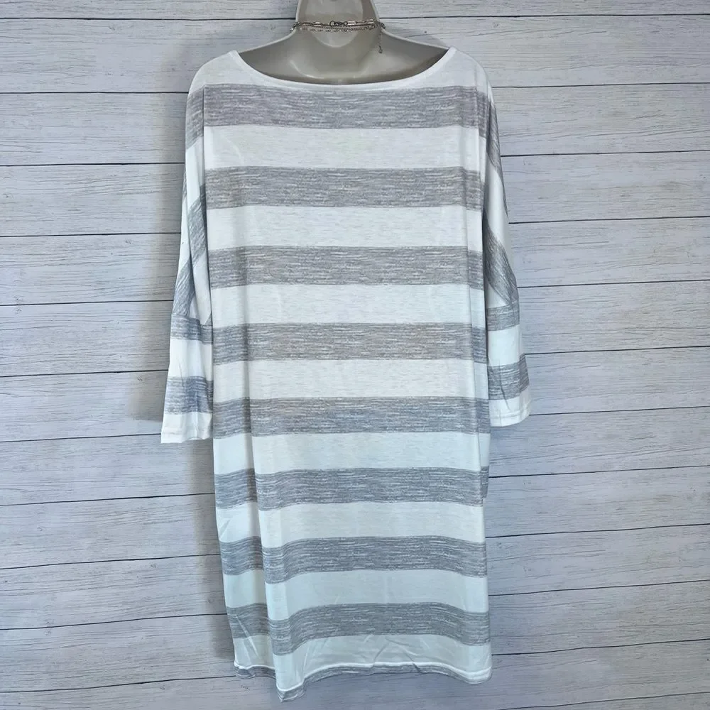Boutique Brand Striped Loose Fit Side Pockets 3/4 Sleeve Mini Dress 💗
